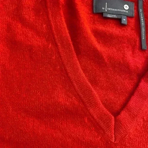 Anthropologie Women's Sweater Pullover 100% cashmere Red V-neck sweater  XS-S - Picture 11 of 13